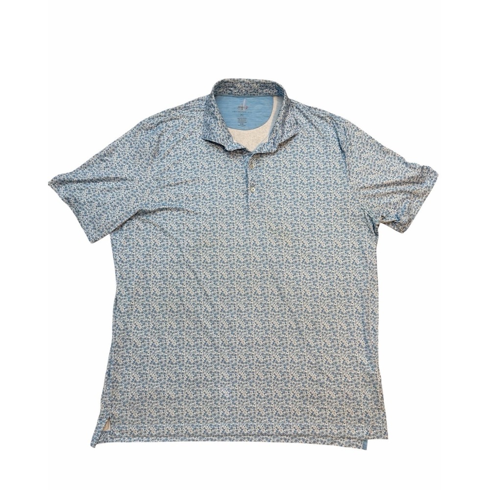 Johnnie O Performance Polo Golf Shirt Men's XL Blue Floral Design‎